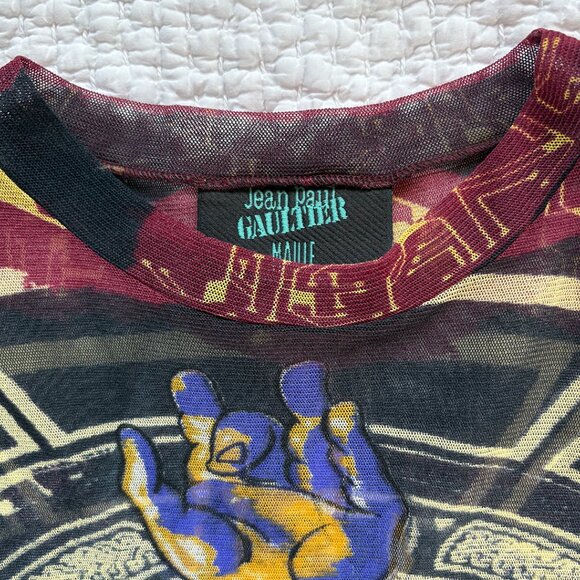 Iconic Jean Paul Gaultier Maille Sheer Mesh Long Sleeve Shirt, Size Medium - Picture 2 of 5